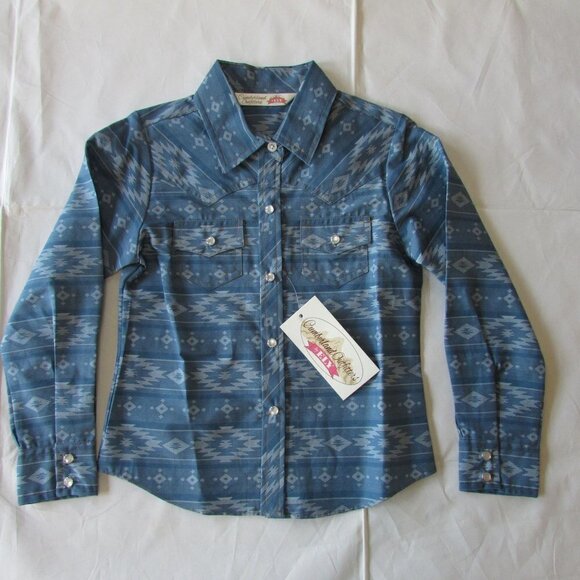 Cumberland Outfitters Ely Cattleman Girl's Southwestern Aztec Snap Shirt - Picture 1 of 2